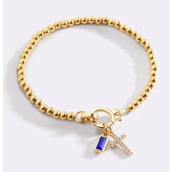 Mint & Lilly Jewelry - RETAIL $80 Mint & Lilly Cross Charm Birthstone Bracelet*Sapphire September